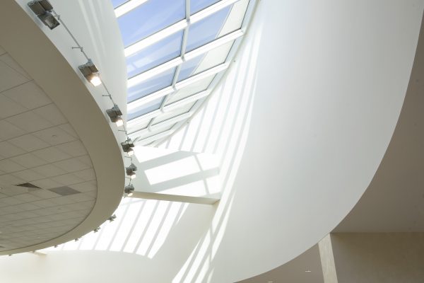 New commercial skylights installed in a building lobby.